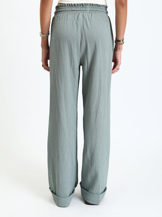 Synthetic Relaxed Wide-Leg Lounge Pants - Mint Green