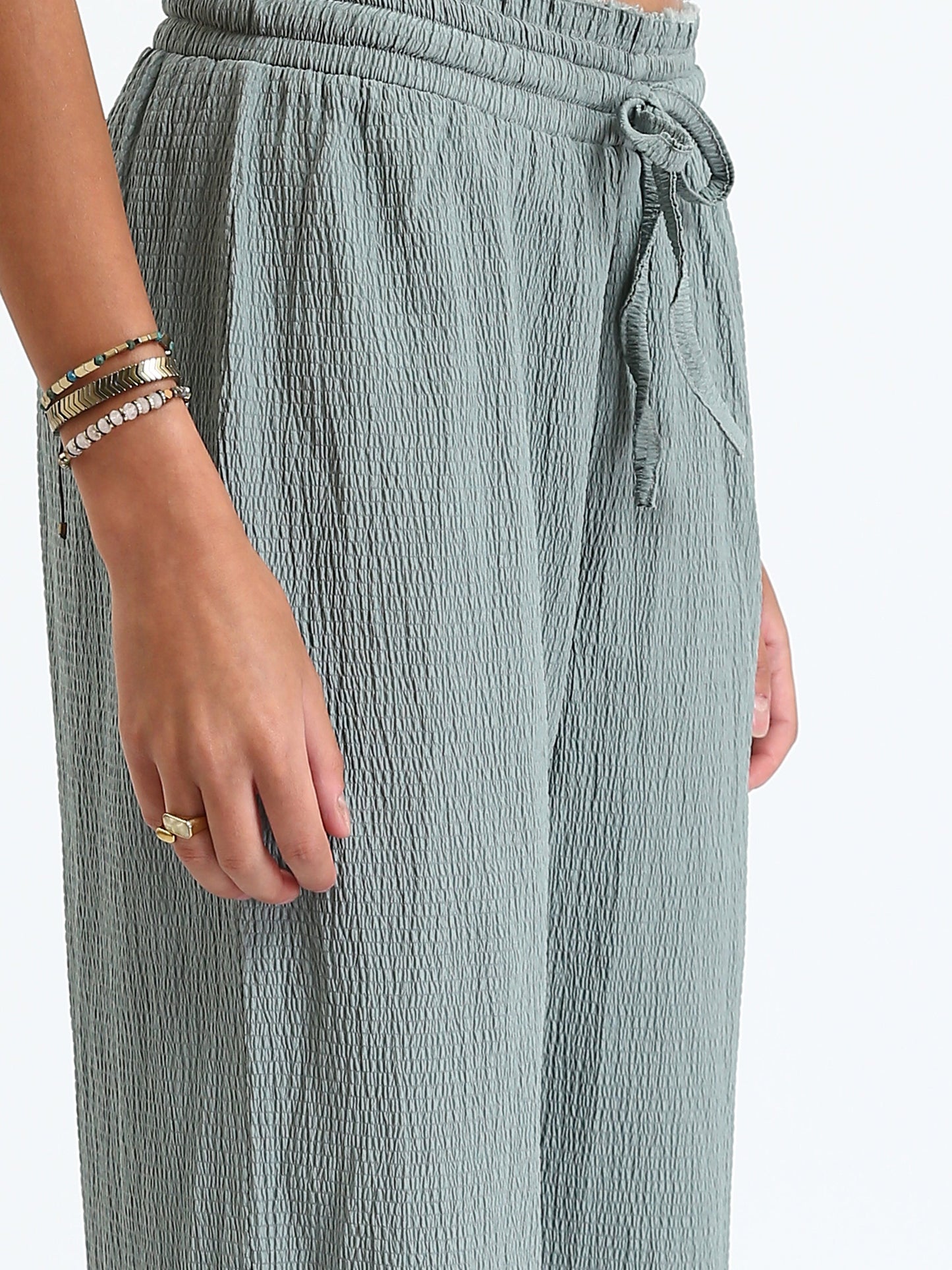 Synthetic Relaxed Wide-Leg Lounge Pants - Mint Green