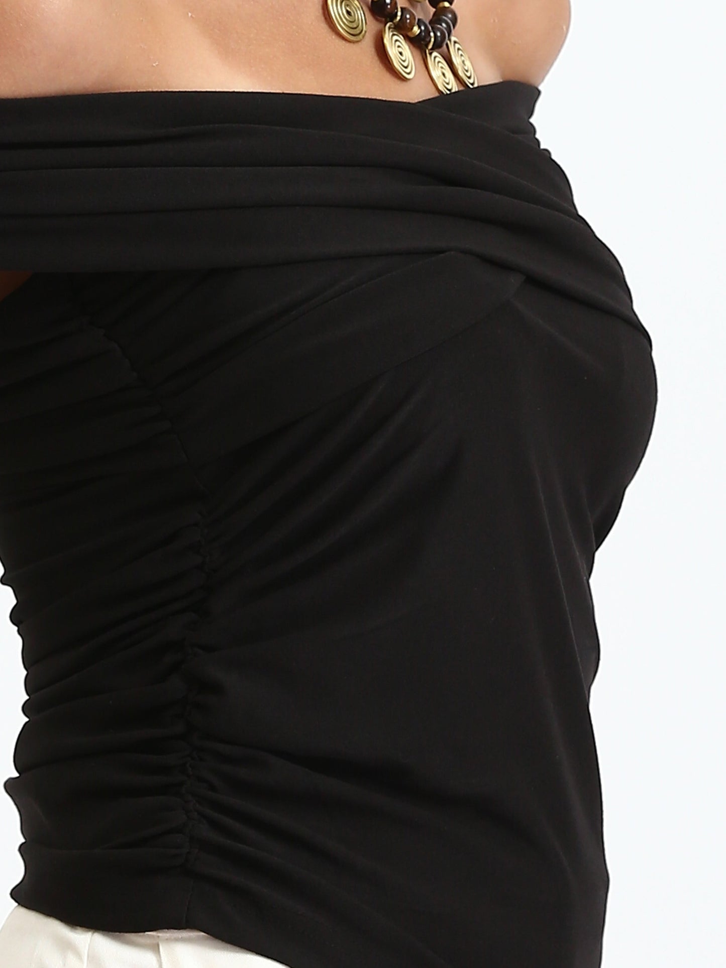 Cotton Off-Shoulders Slip On Summer Top -Black