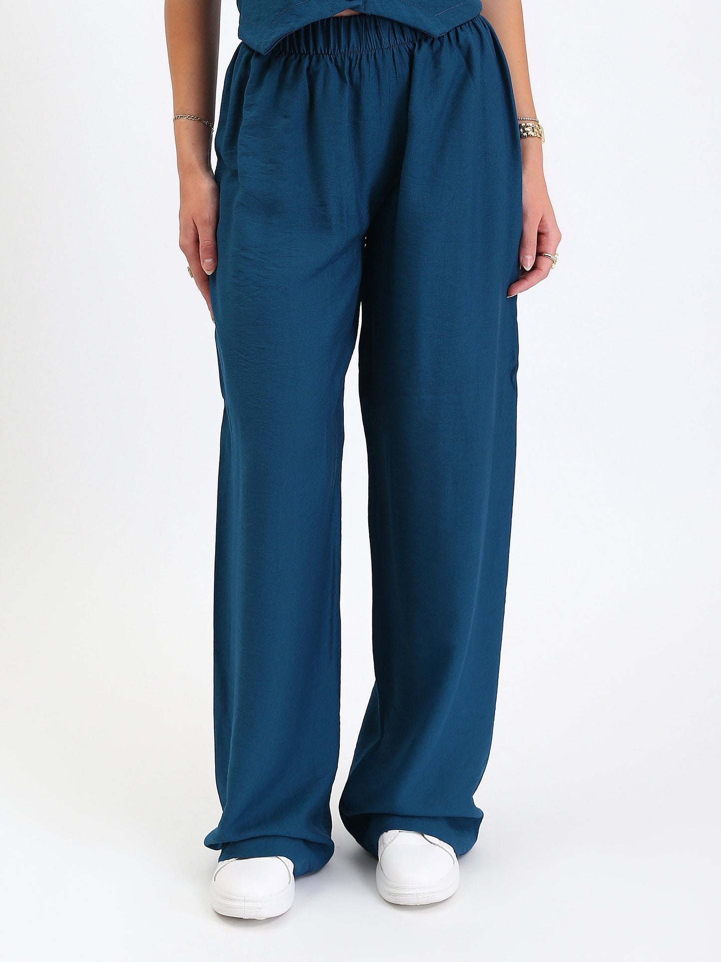 Linen Wide-Leg Pants - French Blue