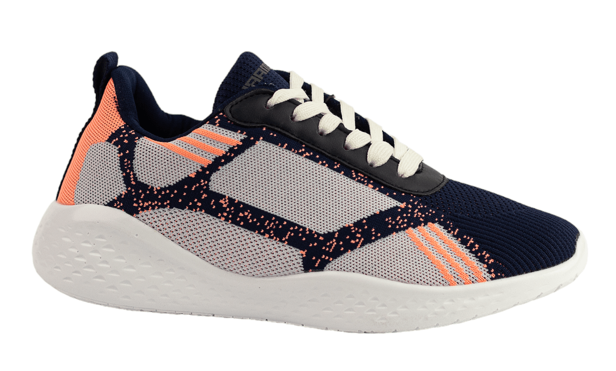 Textured Lace-Up Sneakers - Navy