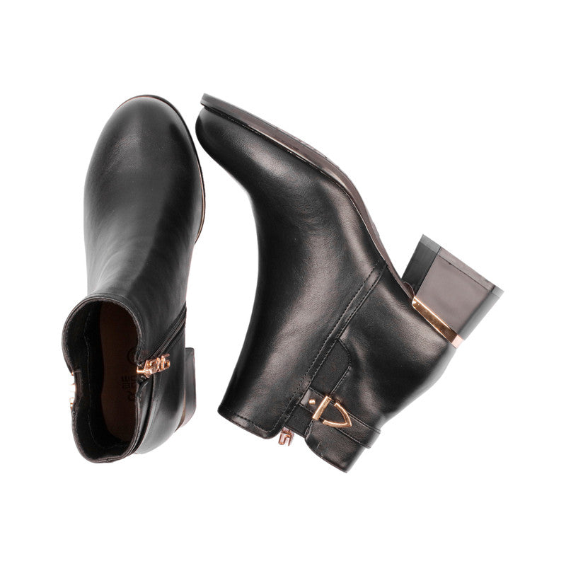 Pu Leather Solid Half Boots – Black (SR-3303)