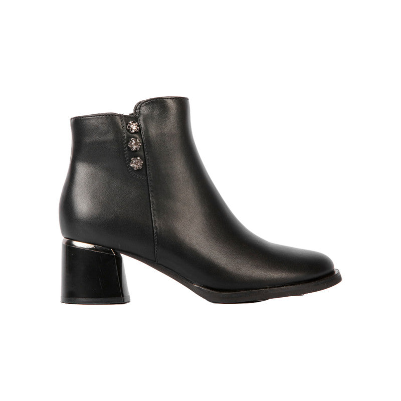 Pu Leather Solid Half Boots – Black (SR-3315)