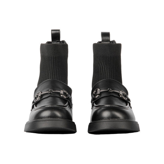Pu Leather Solid Half Boots – Black (SR-3321)