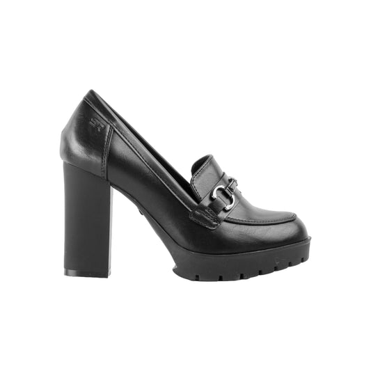 loafer with a high block heel - black