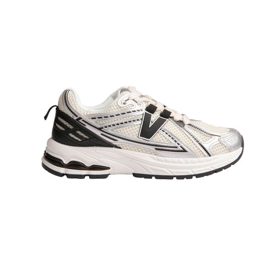 Mesh Contrast Panel Sneakers – Beige