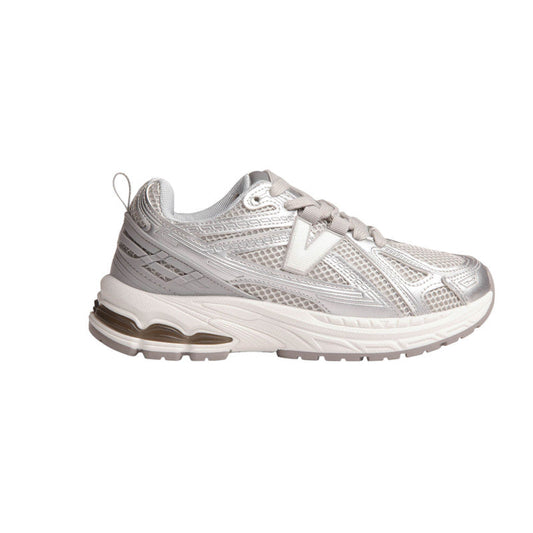 Mesh Contrast Panel Sneakers – Silver