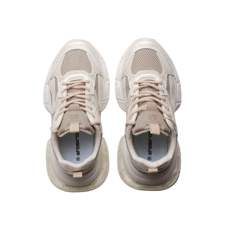 Mesh Panel Chunky Sneakers – Beige