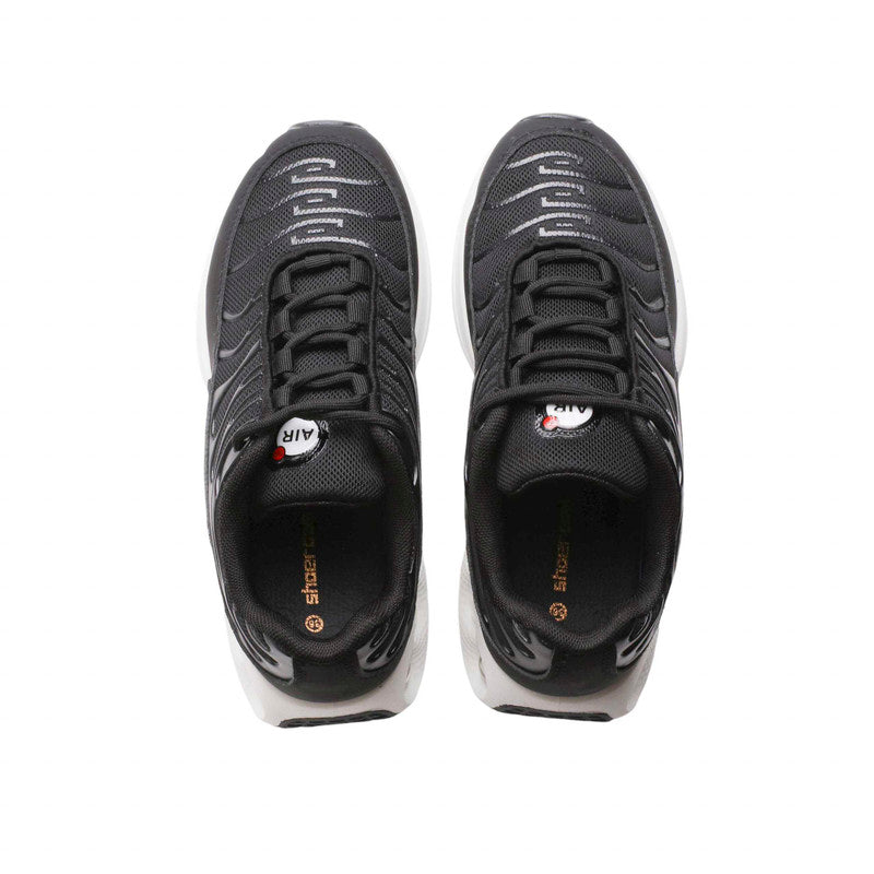 PU Leather Mesh Sneakers - Black