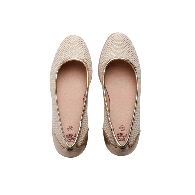 PU Leather Textured Block Heels - Gold