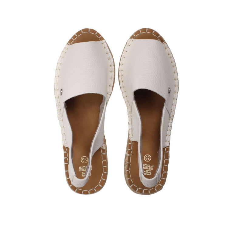 PU Leather Textured Espadrille Sandals - White