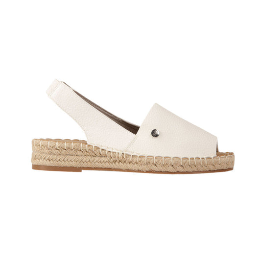 PU Leather Textured Espadrille Sandals - White