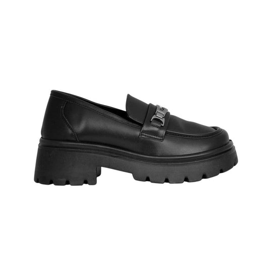 PU Leather Chunky Loafers - Black