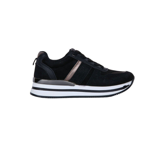 PU Leather Panel Sneakers - Black
