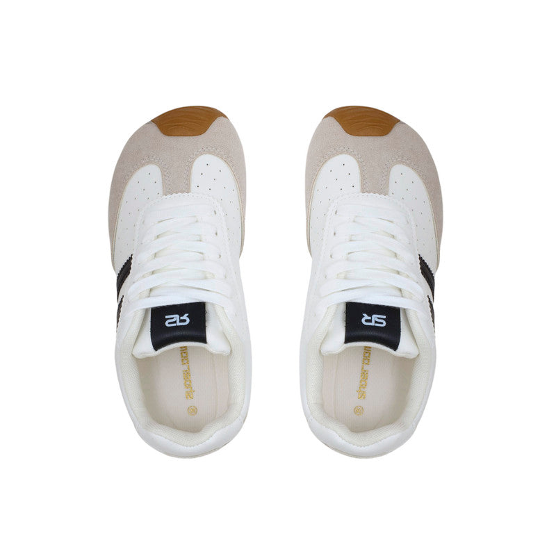 PU Leather Stripe Sneakers - White