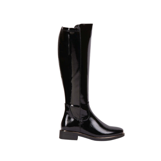Pu Leather Glossy Knee-High Boots – Black (SR-3517)