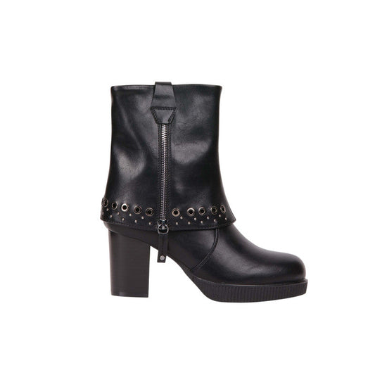 Pu Leather Studded Half Boots – Black (SR-3520)