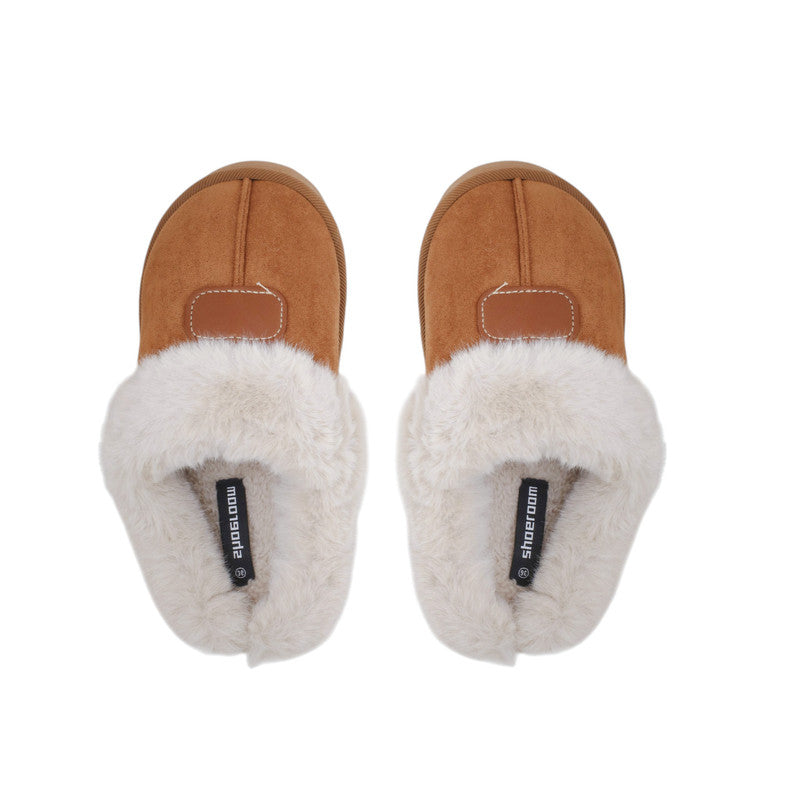 Faux Suede Fur-Lined Ugg Slippers – Camel Brown (SR-3527)