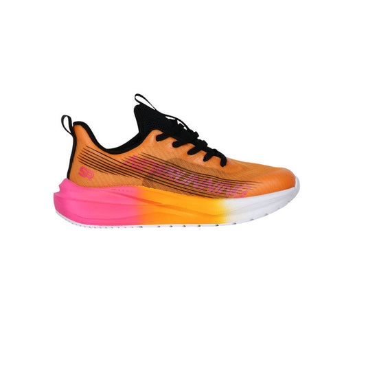 PU Leather Gradient Running Sneakers - Orange