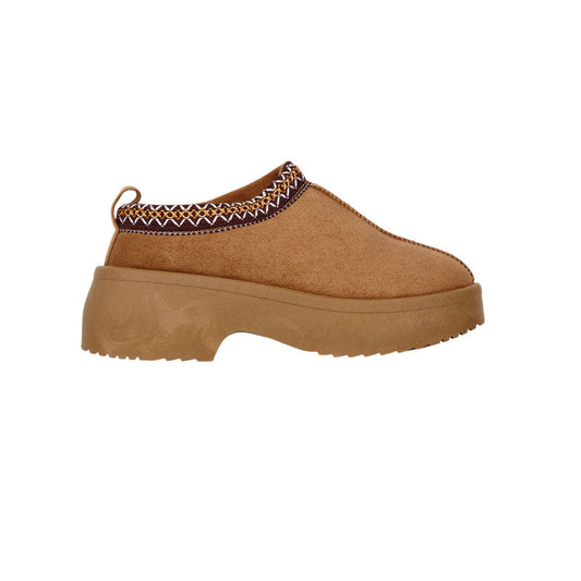 Faux Suede Embroidered Platform Uggs – Camel (SR-3558)