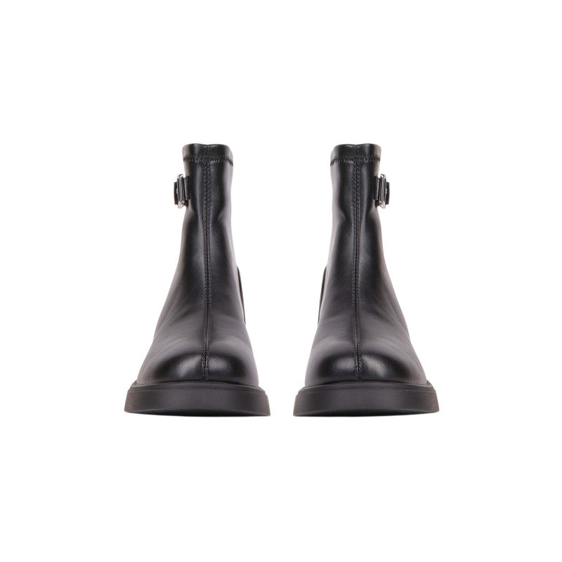 Pu Leather Double Buckle Half Boots – Black (SR-3672)