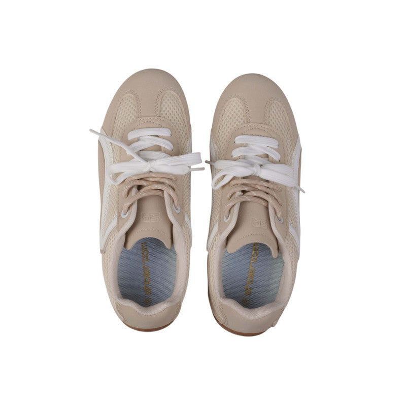 Suede Mesh Sneakers – Beige (SR-3550)