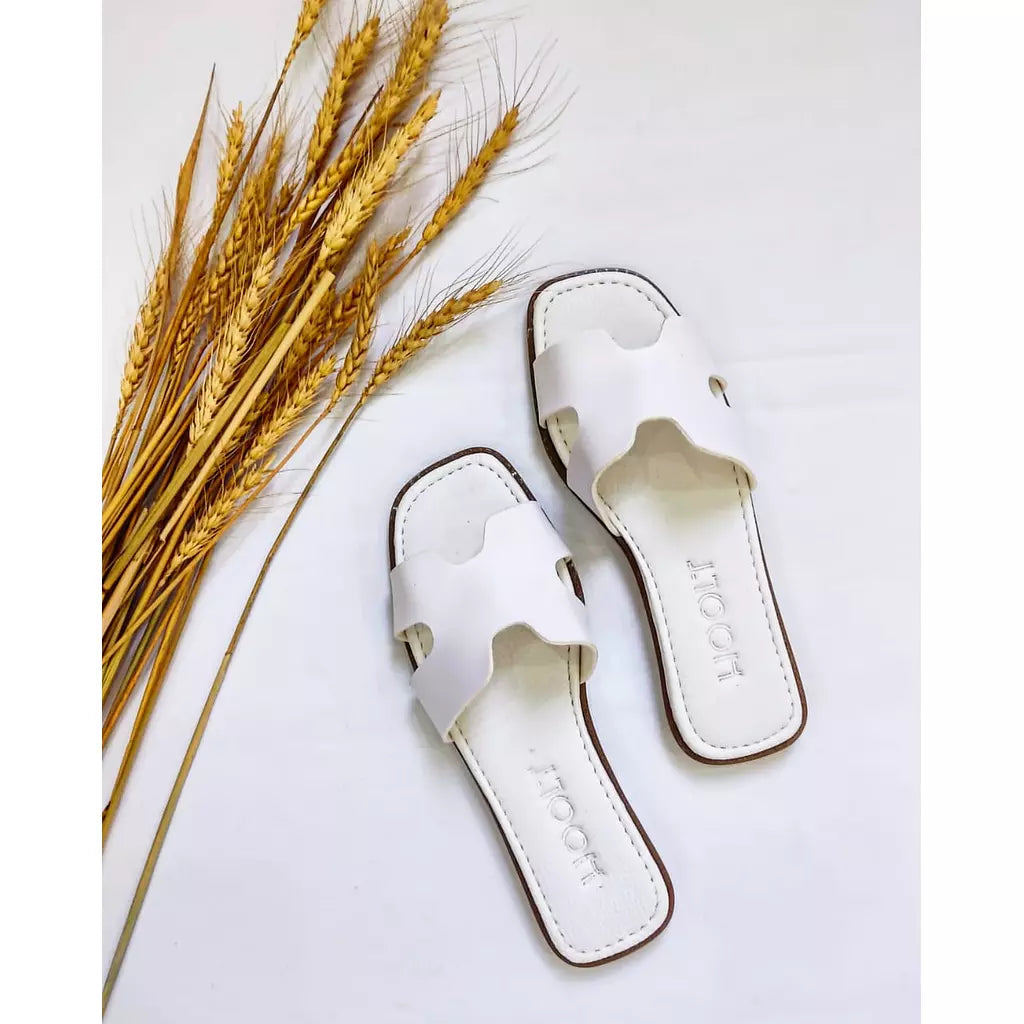 leather H-Chic Slides Slipper - White