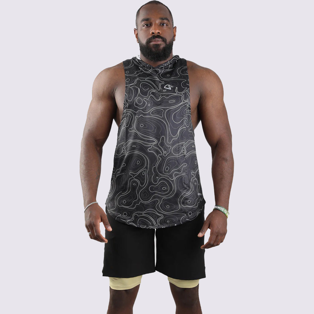 Synthetic Black Curves Sleeveless T-Shirt - Multicolor