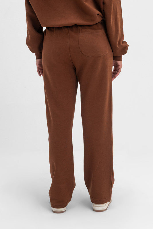Melton Straight-Leg Sweatpants - Chocolate