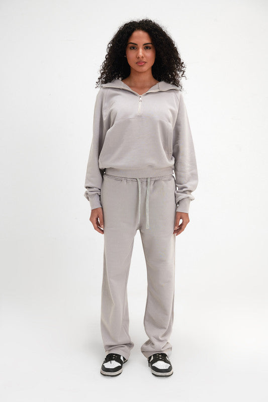 Melton Straight-Leg Sweatpants - Silver