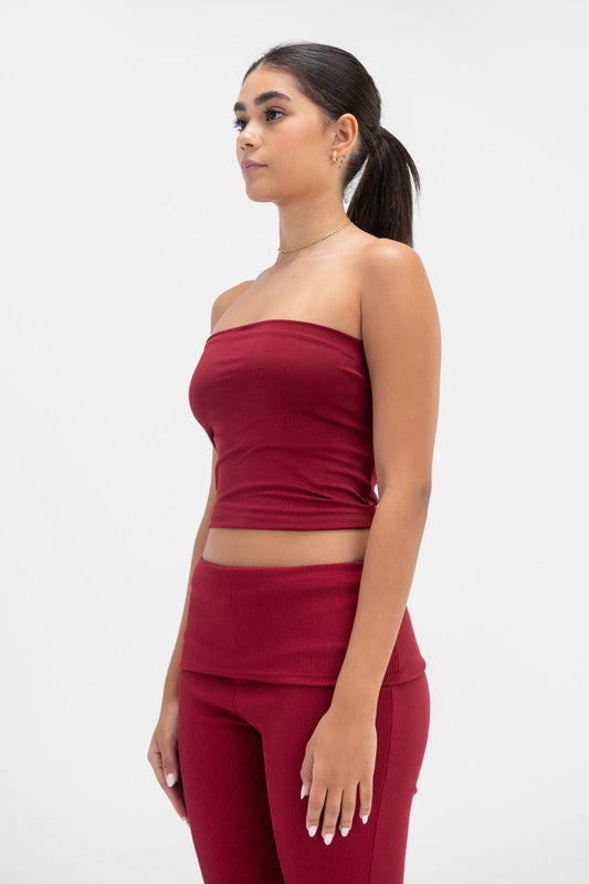 Lycra Tube Top - Burgundy