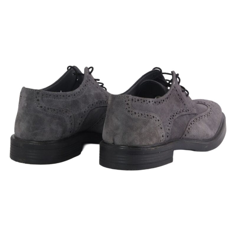 Leather Wingtip Lace-Up Shoes - Grey