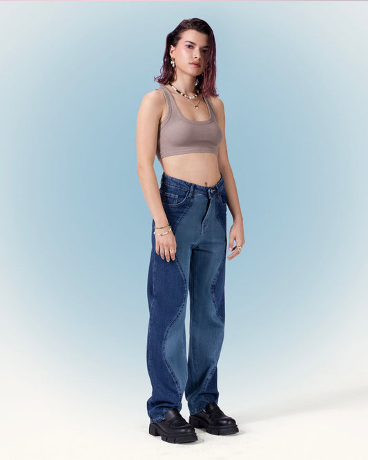 Denim Straight Cut Jeans - Blue