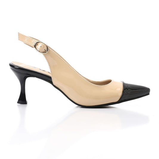 Patent Leather Bi-Tone Shoes - Beige