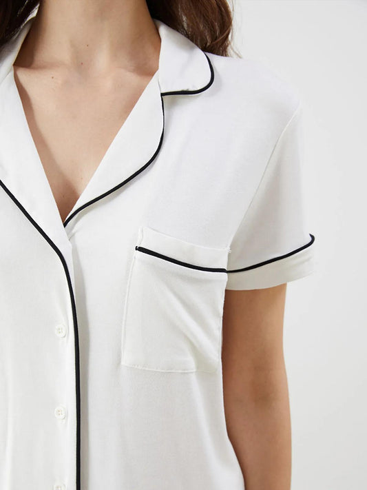 Collared Neck Pajama Set