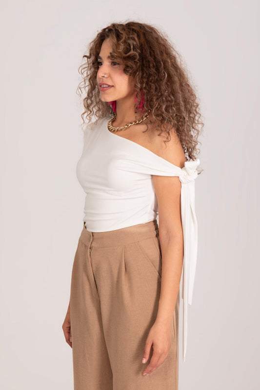 Synthetic Effortless One-Shoulder Top