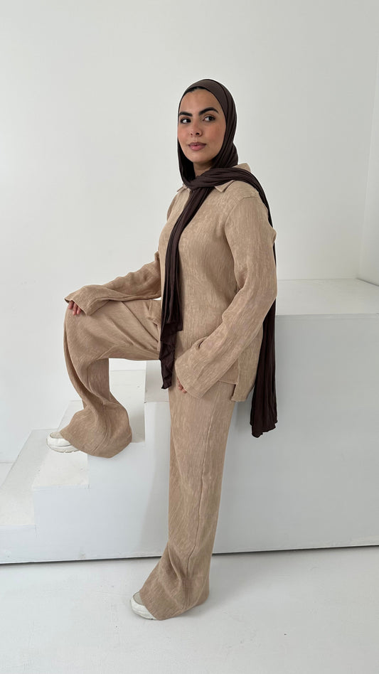 Textured Solid Co-Ord Set – Beige