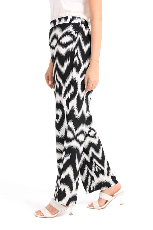 Black & White Patterned Pants - Carina - كارينا