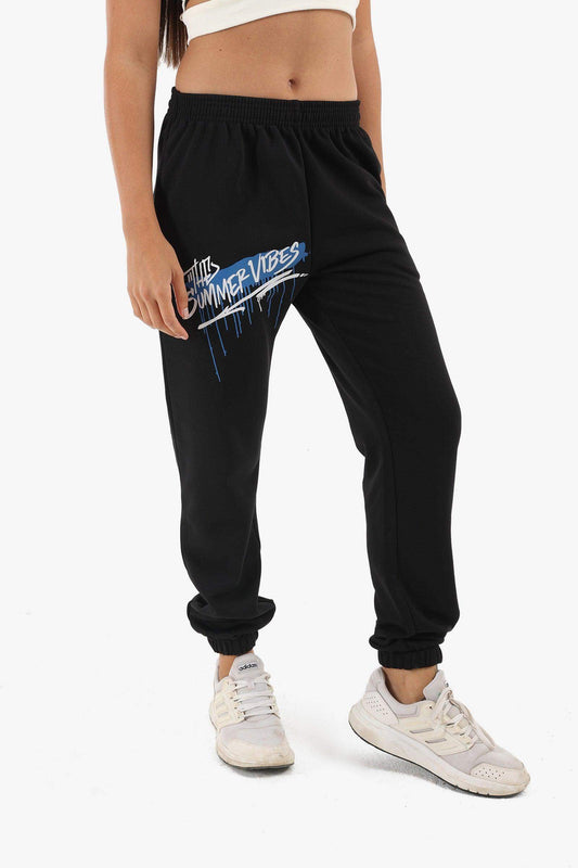 Black Printed Lounge Jogger - Carina - كارينا