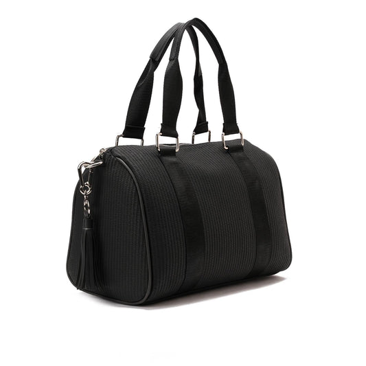 Synthetic Duffel Shoulder Bag - Black