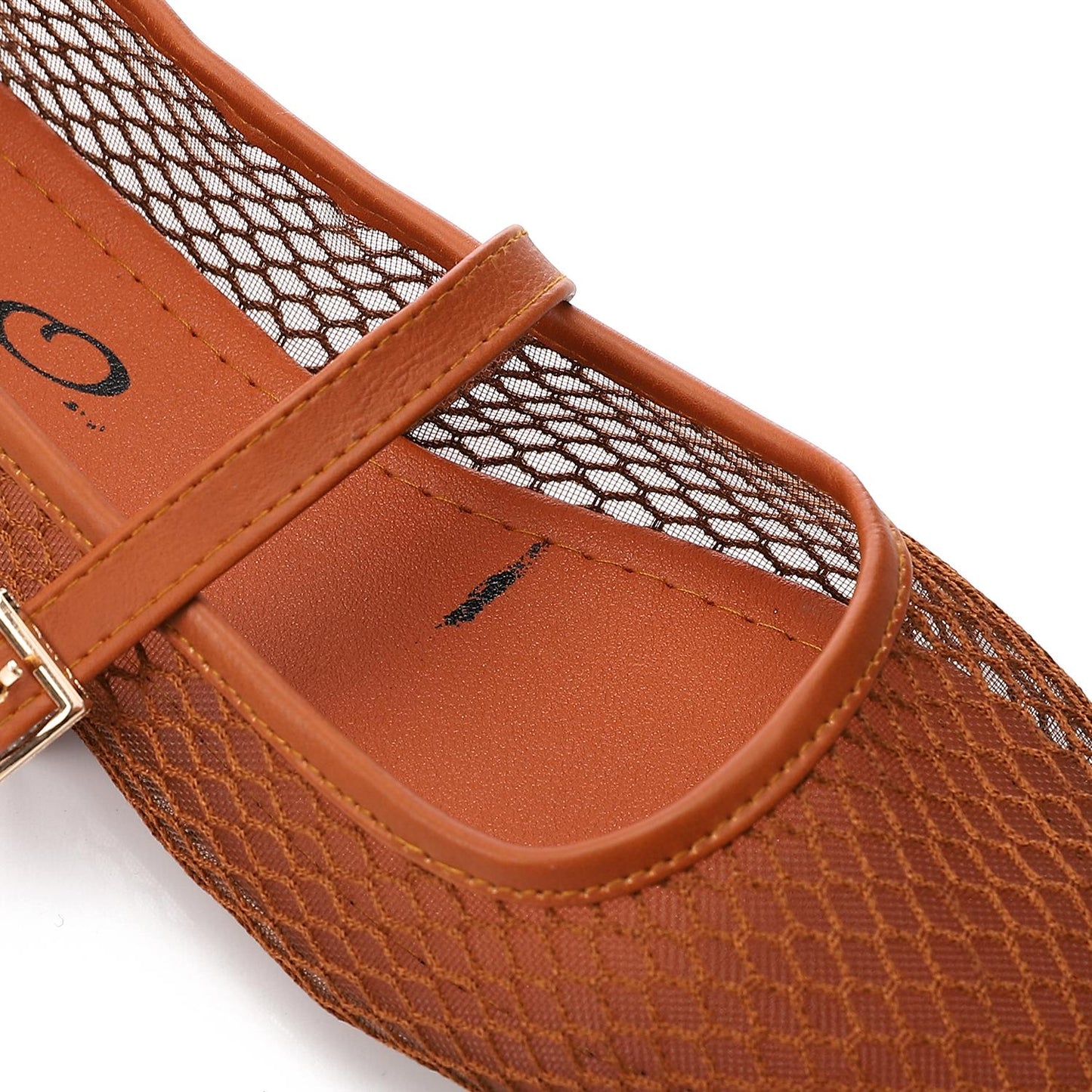 Mesh Mary Jane Flats - Brown