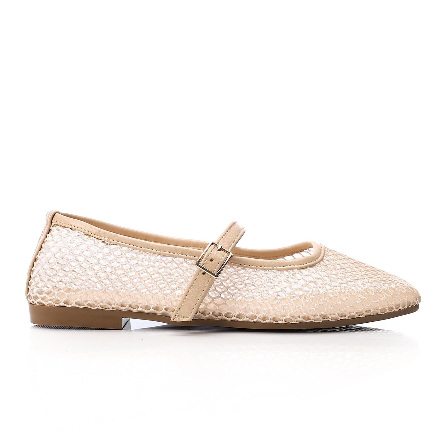Mesh Mary Jane Flats - Beige