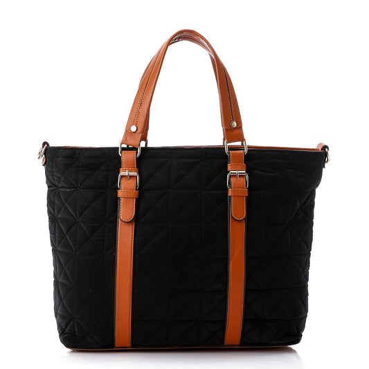 Synthetic Quilted Tote Bag - Black