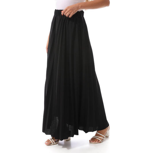 Crepe Solid Maxi Skirt - Black