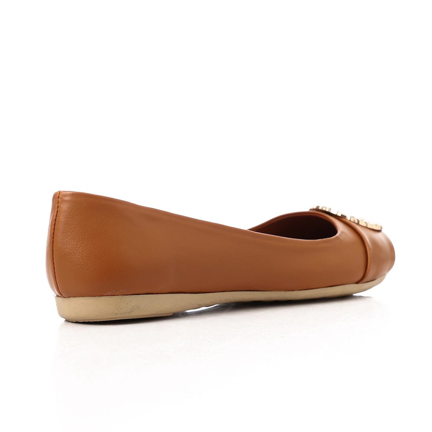 Faux Leather Round-Toe Flat - Camel