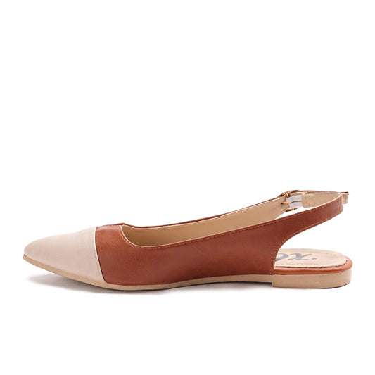 Faux Leather Pointed-Toe Slingback Flat - Tan