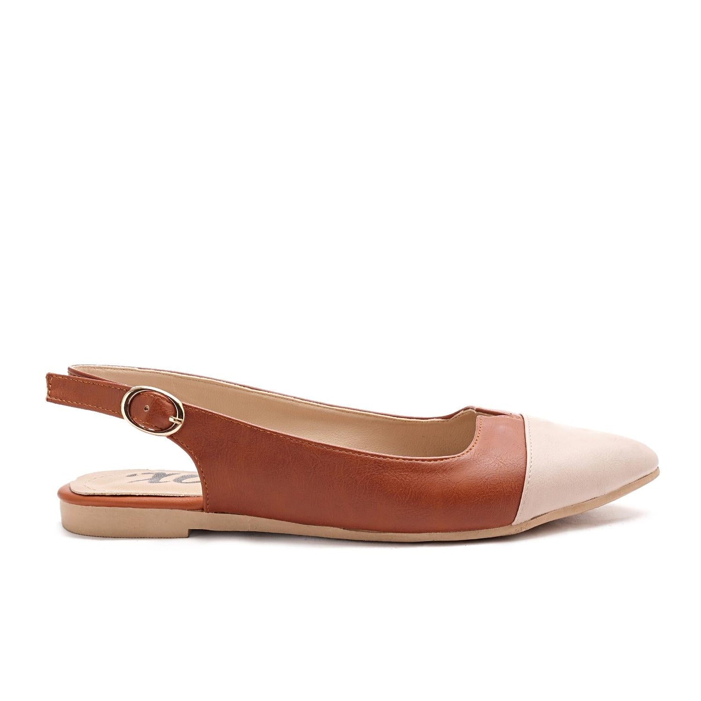 Faux Leather Pointed-Toe Slingback Flat - Tan