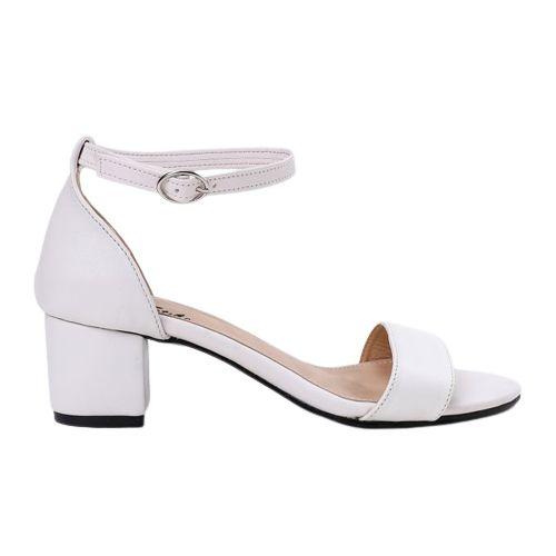Leather Solid Sandals - White