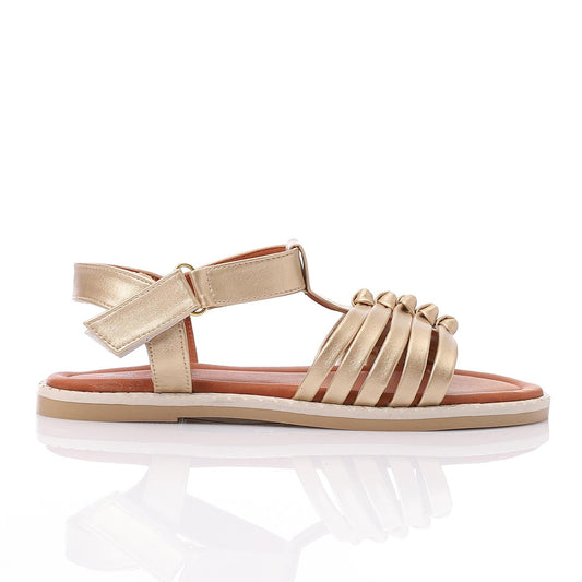 Faux Leather Metallic Sandal - Gold