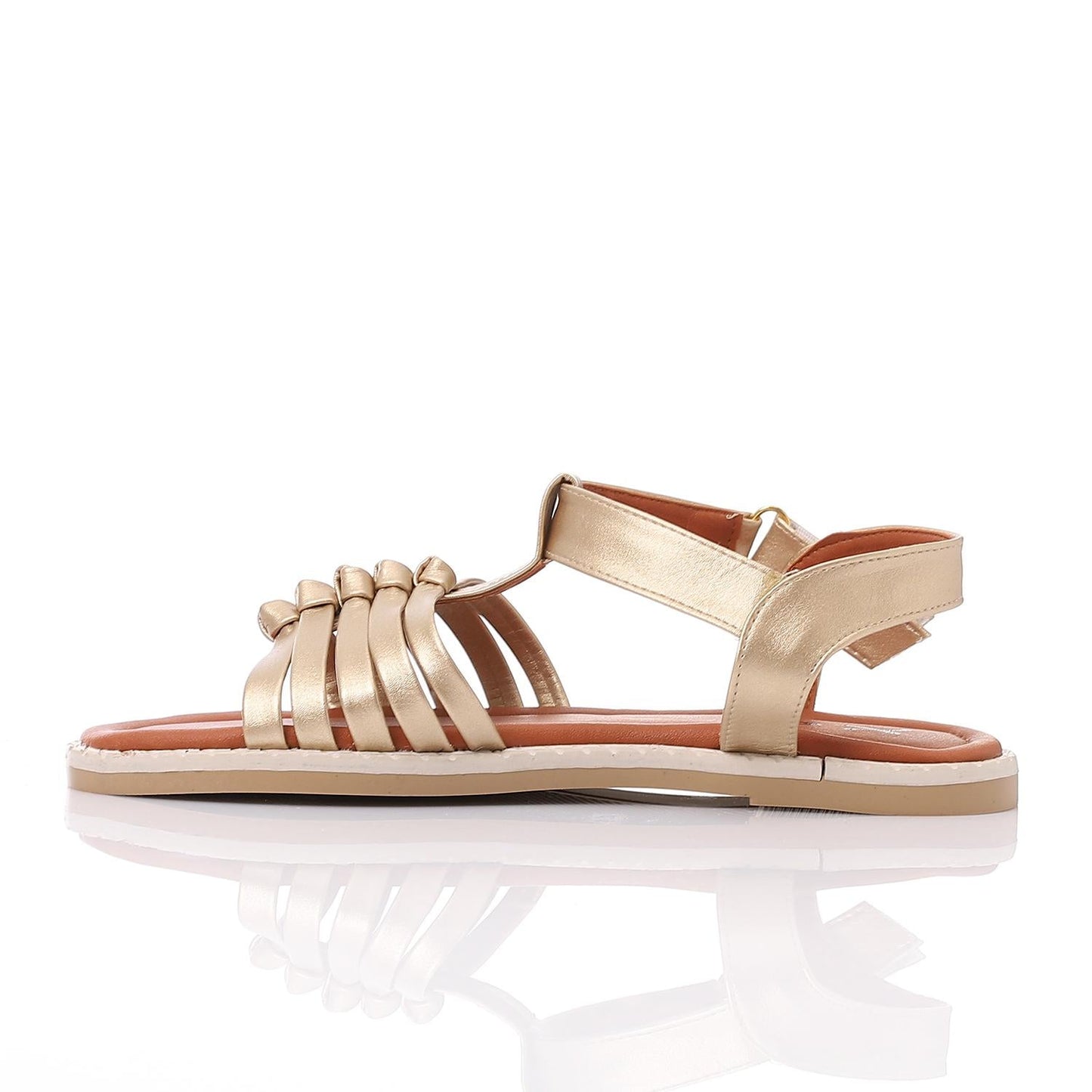 Faux Leather Metallic Sandal - Gold